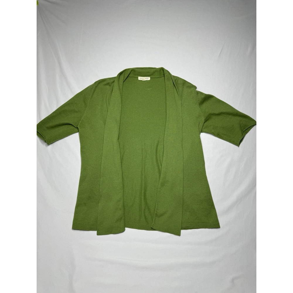 Eileen Fisher Women's Size XS‎ Green Cotton/Cashmere Short Sleeve Cardigan